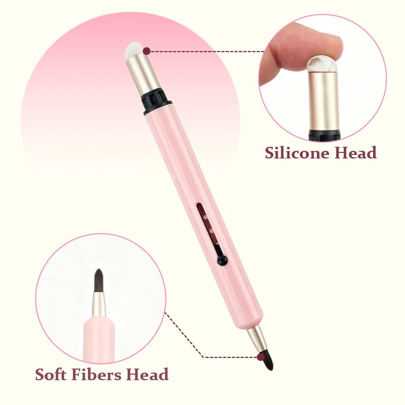 Retractable Lip Brush with Silicone Blending Head - Makeup Applicator Tool