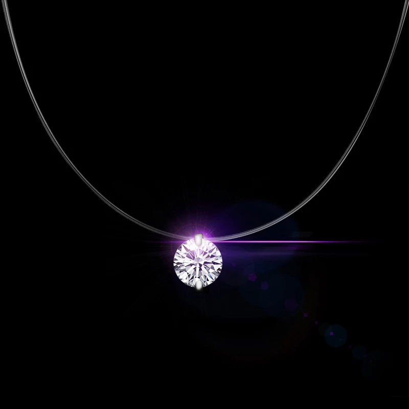 Sterling Silver Zircon Pendant Necklace for Women Short Fashion Chain