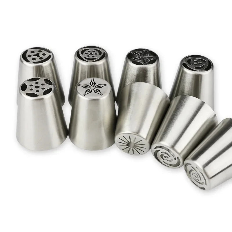 9 Pack Cake Piping Tips Set - Stainless Steel Decorating Nozzles for Cake & Pastry