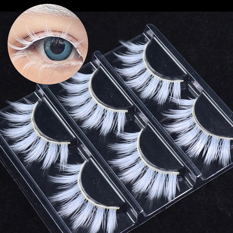 False Eyelashes 3 Pairs Vegan Silk Fluffy Lace for Halloween Cosplay Party