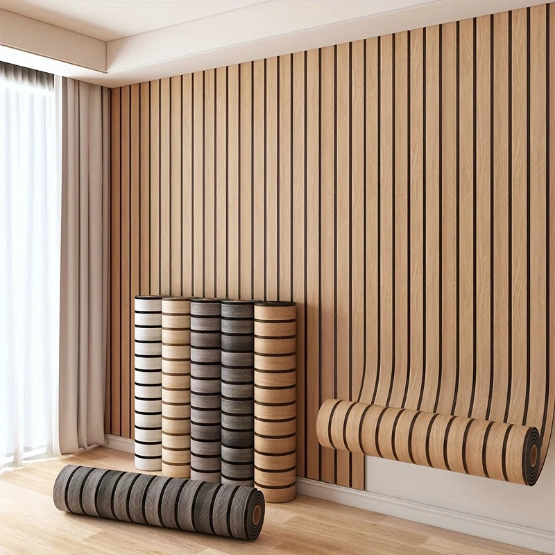 Self-Adhesive Wood Grain Wall Tiles Roll for Kitchen Bathroom Living Room Decor Waterproof