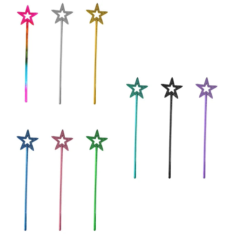 Kids Fairy Wand with Star Shape - Colorful Plastic Princess Accessory for Costume & Party