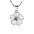 Sterling Silver Pink Purple Peach Blossom Necklace for Women Luxury Jewelry