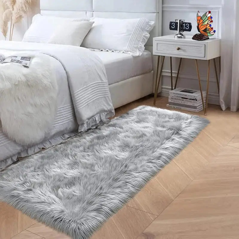Fluffy Furry Area Rug 10x12 for Living Room & Bedroom - Shaggy Plush Rectangle Carpet