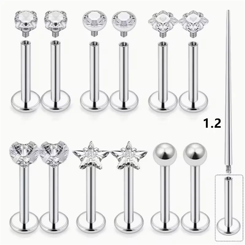 13Pcs Lip Labret Medusa Snake Bite Earrings Set - Stainless Steel Studs for Men Women