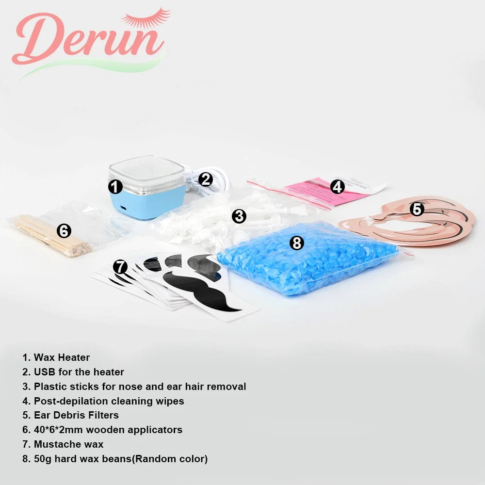 USB Mini Hair Removal Wax Warmer Kit - Facial & Body Waxing Device