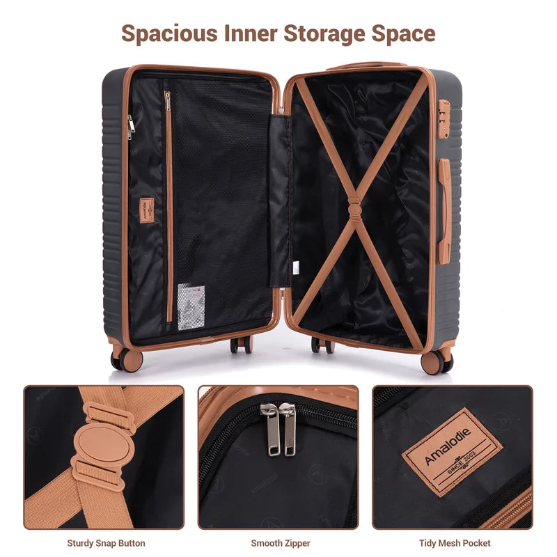 6-Piece Luggage Set with Spinner Wheels TSA Lock Hardcase Travel Suitcases