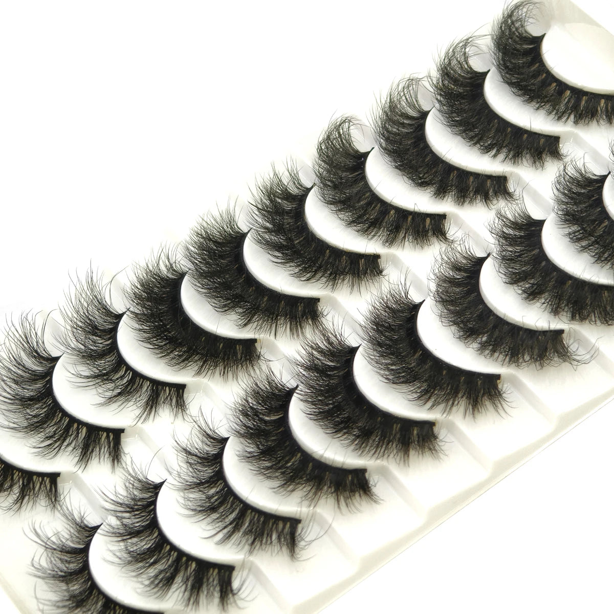 10 Pairs Fluffy Mink False Eyelashes - Natural Dramatic Look, Wispy & Long