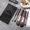 5pcs Travel Makeup Brush Set - Portable Powder, Eyeshadow & Contour Tools