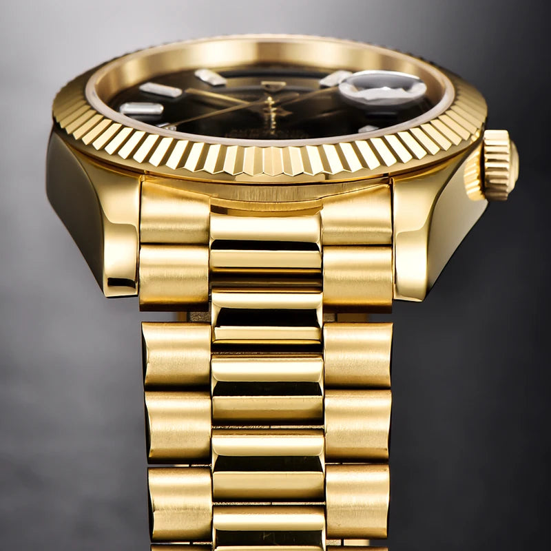 Luxury Automatic Men's Mechanical Watch with 100M Waterproof AR Sapphire Mirror