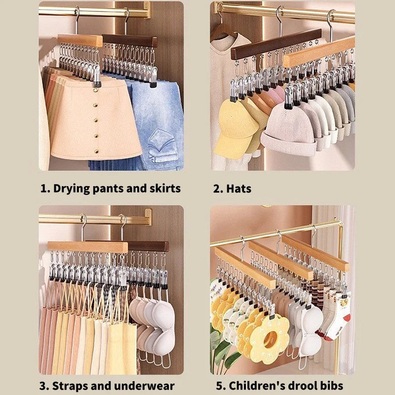 Portable 10-Clip Hat and Closet Organizer Rack - Space Saving Multi-Use Hooks