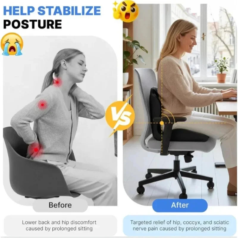 Ergonomic Memory Foam Chair Cushion for Coccyx Sciatica Relief Office Car Home