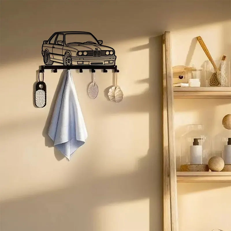 7-Hook Wall-Mounted Metal Key Holder Organizer for Keys Towels Coats