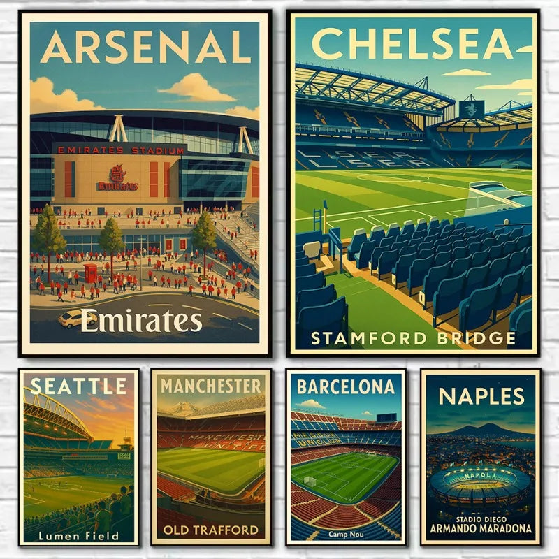 Football Field Canvas Wall Art - Sports Venue Poster for Living Room & Home Decor