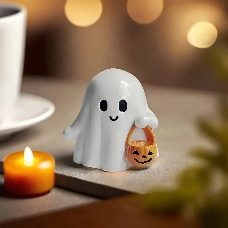 Cute Anime Pumpkin Statue 1/2Pcs Halloween Home Decor Lanterns - Light Grey & Green