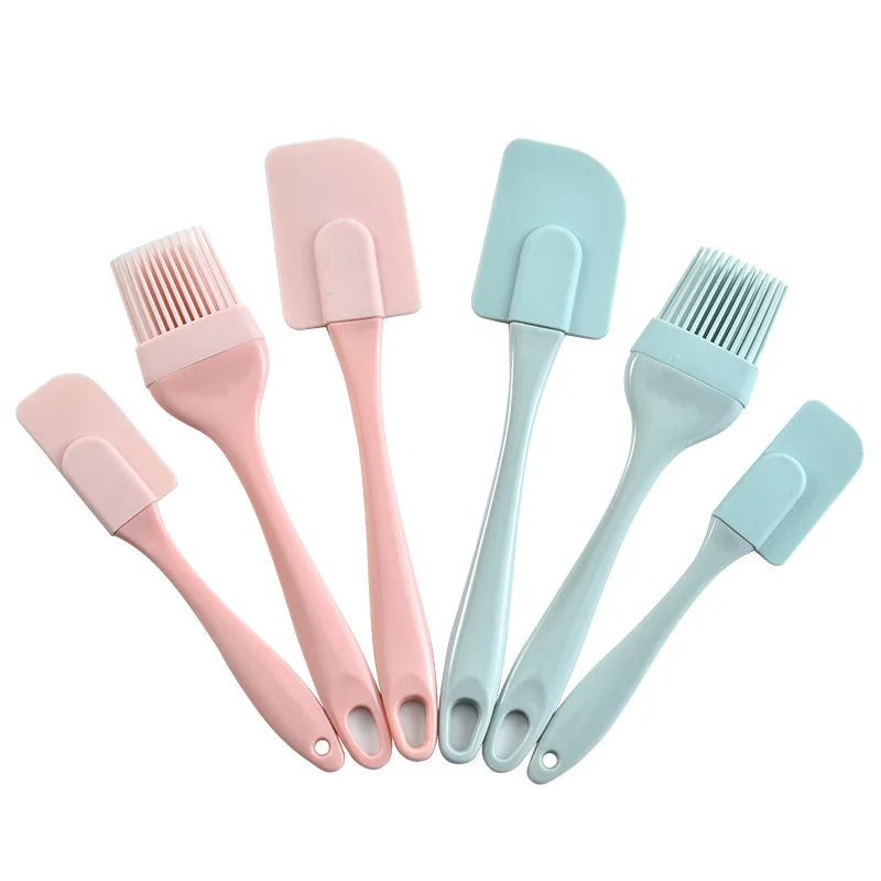 3-Piece Silicone Baking Spatula Set with Oil Brush for Cooking & Baking