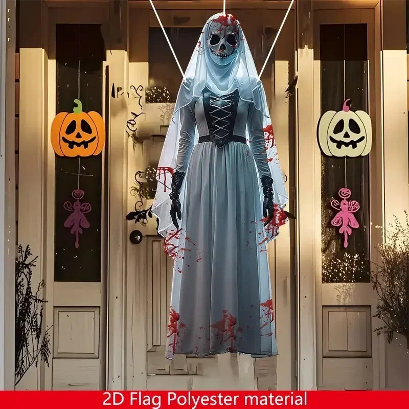 Halloween Horror Skull Bride Background Cloth Indoor Outdoor Haunted House Decor