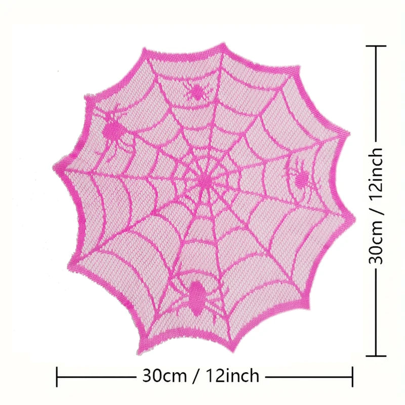 Waterproof Halloween Round Placemats - Purple Lace Polyester Table Decor