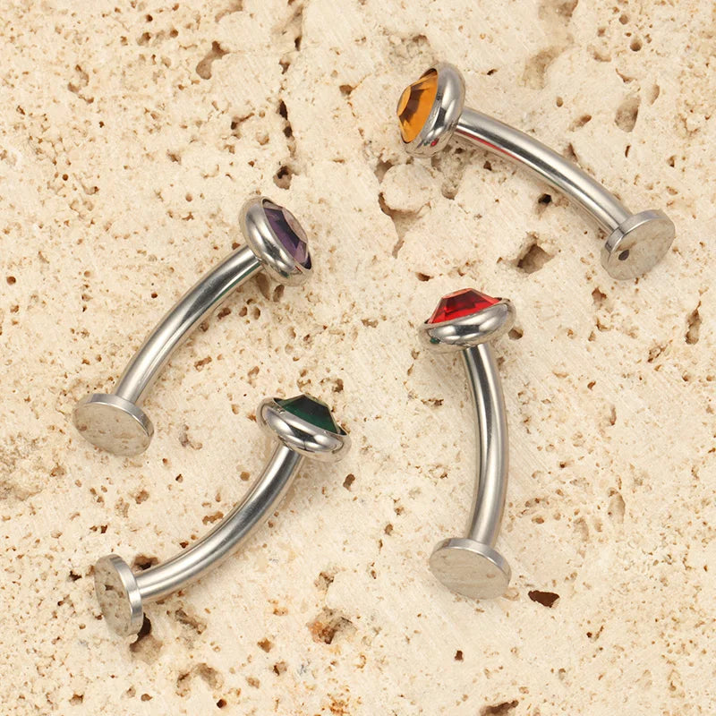 14G Titanium Belly Button Ring with Crystal Navel Piercing - Body Jewelry for Men Women