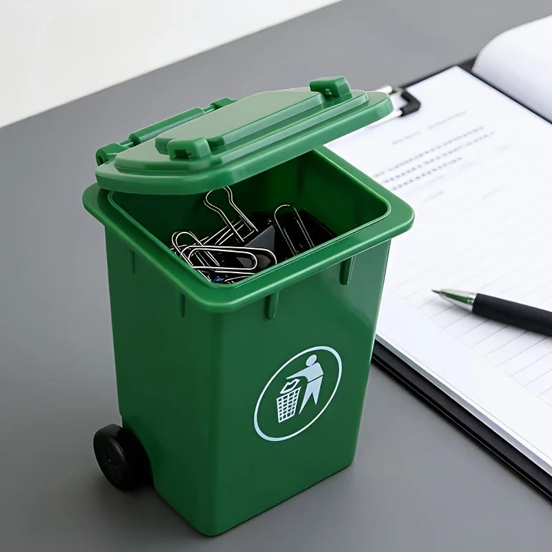 2Pcs Green Desktop Storage Bins - Portable Office Organizer & Trash Containers