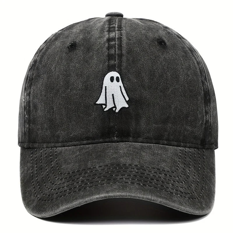 Unisex Halloween Embroidered Baseball Cap with Ghost Pattern - Simple Style, Suitable for Men and Women