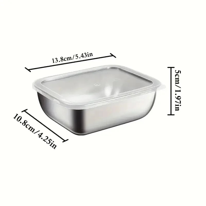Set of 5 Stainless Steel Food Storage Containers - Stackable Meal Prep Boxes for Kitchen, Fridge & Travel
