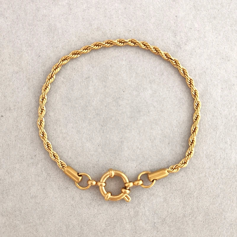 Anchor Clasp Bracelet Women Men Stainless Steel Rope Chain Jewelry Gold Silver