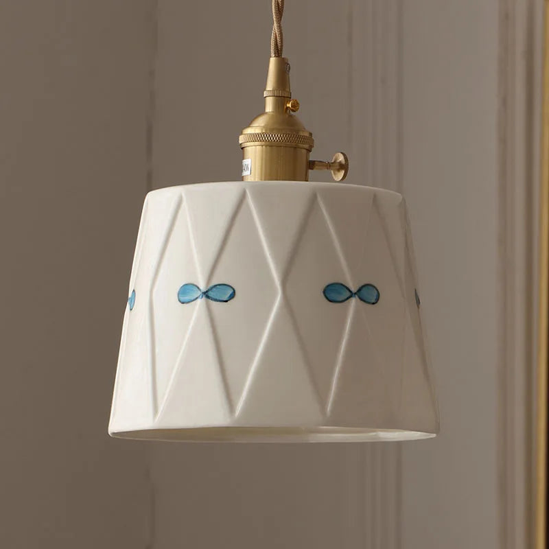 Retro Brass-Glazed Ceramic Chandelier for Bedroom, Restaurant, Bar & Entrance Lighting