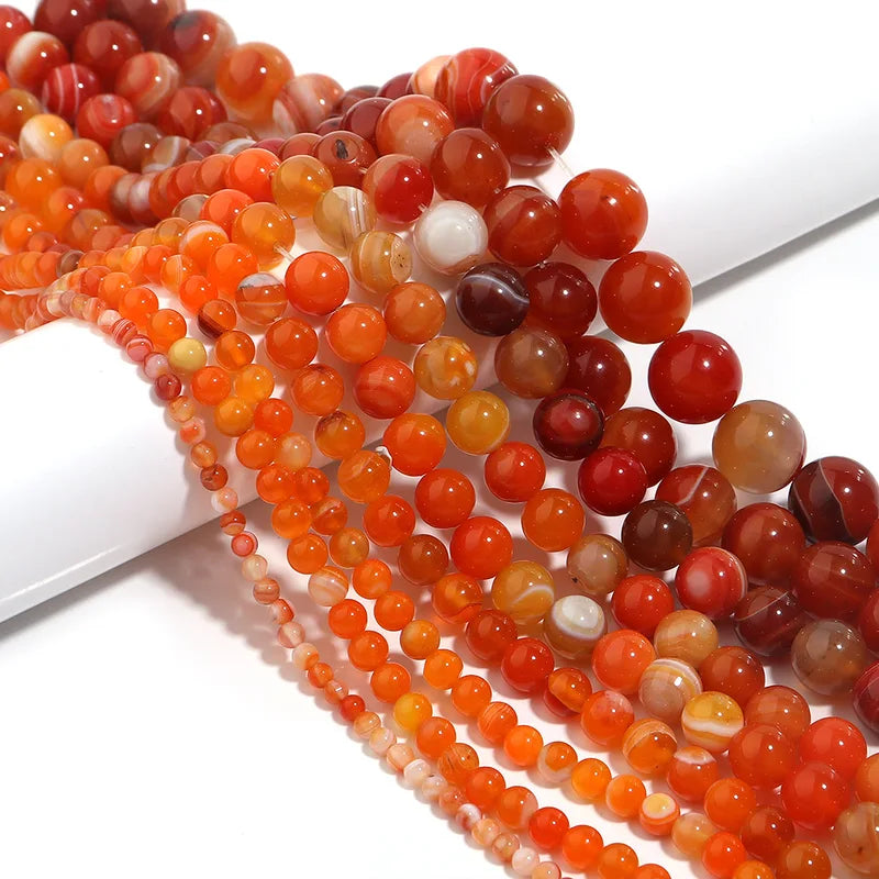 Natural Agate Loose Beads - Round Gemstone Jewelry Making Supplies 4mm-12mm