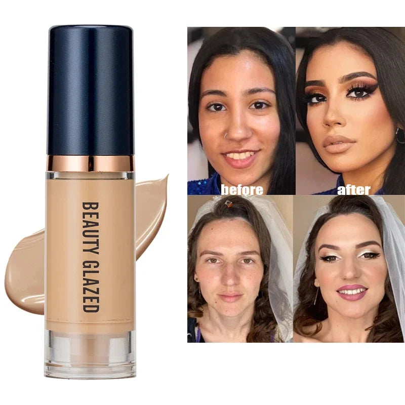Long-Lasting Waterproof Liquid Foundation for Oily Skin - 6 Colors