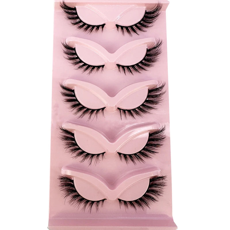 3D Cat Eye False Eyelashes Pack - Natural, Winged, Thick & Messy Ends