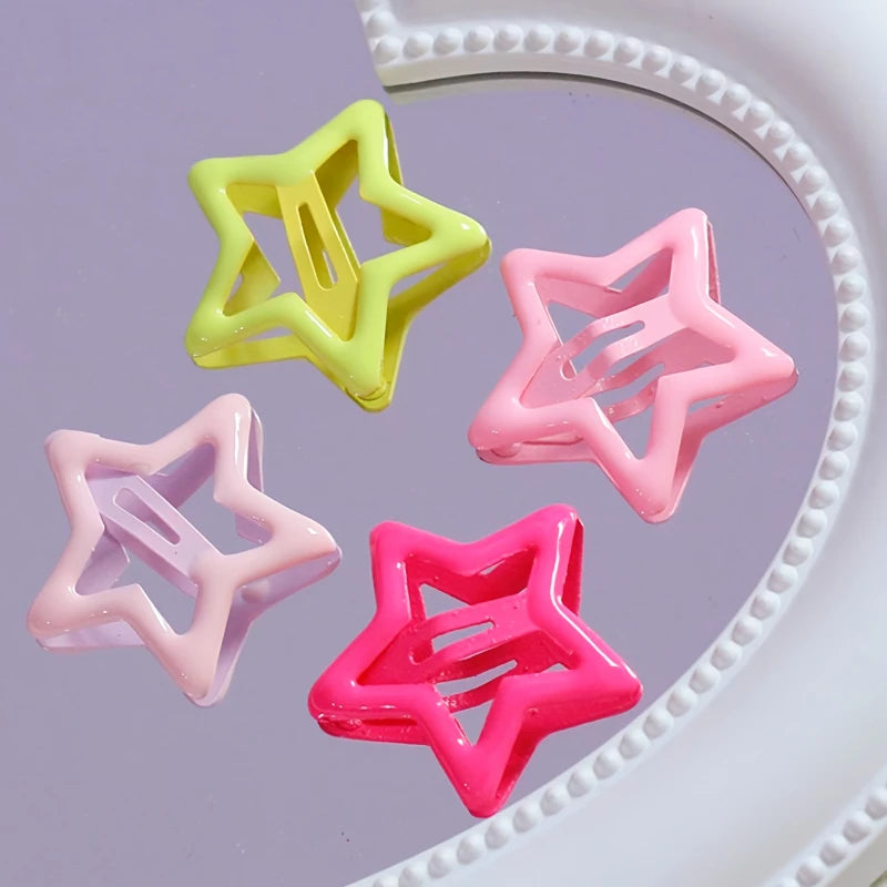 Colorful Star Hair Clips Set - Metal Five-Pointed Star Hair Accessories for Women