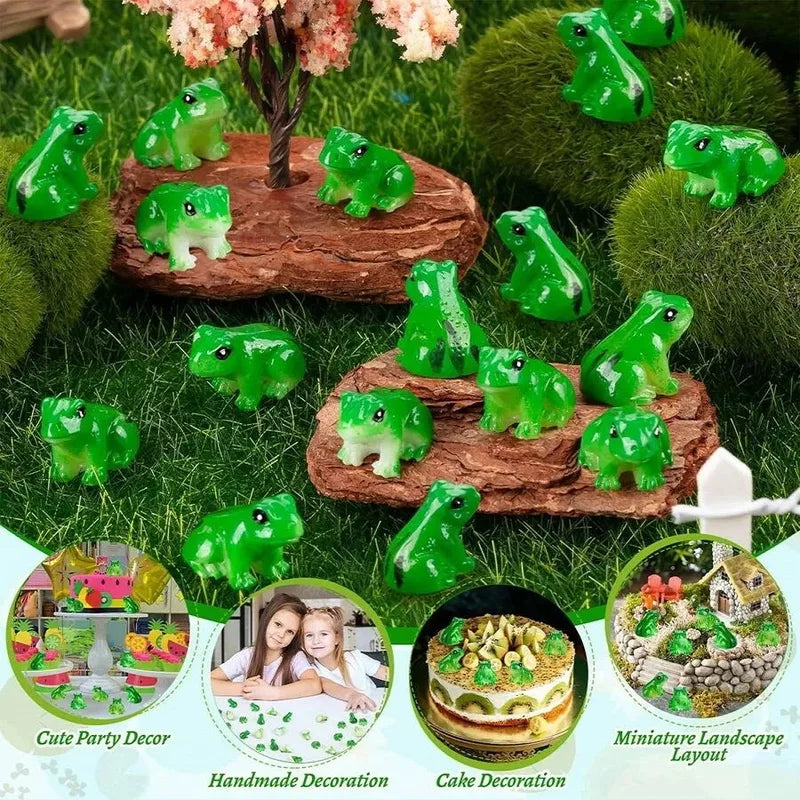 Mini Resin Frog Figurines Set for Aquarium Decor and Terrariums - 10 Pieces