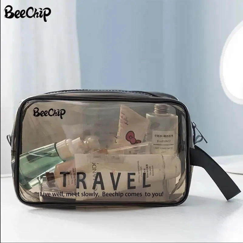 Clear PVC Makeup & Toiletry Travel Organizer Bag - Portable Cosmetic Case