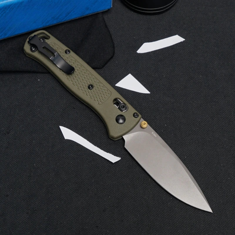 Outdoor Folding Knife with Fiberglass Handle – Military Green/Grey Blade, Survival & Camping Gear