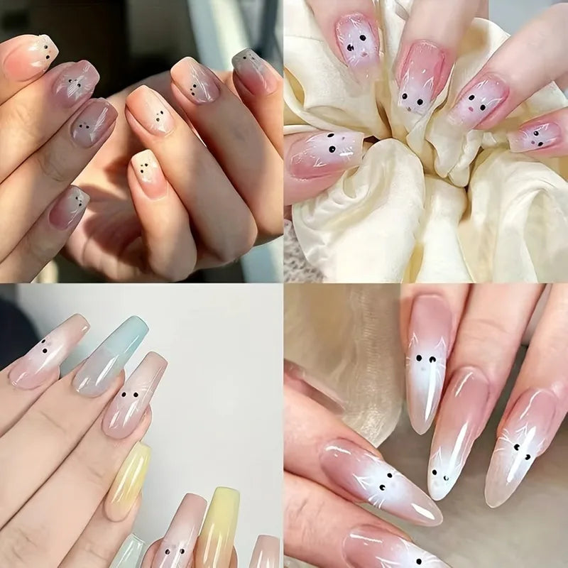 Cute White Cat Nail Stickers - Easy DIY Nail Art for Gifts & Parties