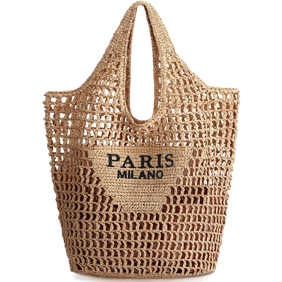 Women Straw Beach Bag Handmade Woven Tote Large Capacity Summer Shoulder Bag