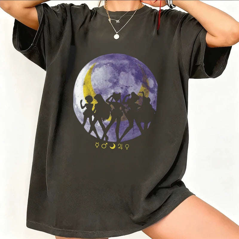 Retro Sailor Moon Graphic T Shirt for Men Women Summer Casual Streetwear