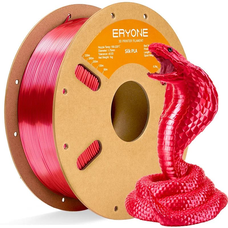 Silk PLA 3D Printer Filament 1.75mm - Glossy Finish, 1kg Spool, Multiple Colors