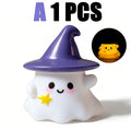 Halloween LED Ghost Witch Hat Pumpkin Night Light - Colorful Silicone Decor