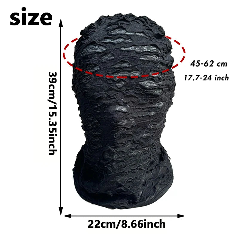 Gothic Punk Distressed Face Mask - Windproof Breathable Balaclava for Skiing Cycling Halloween