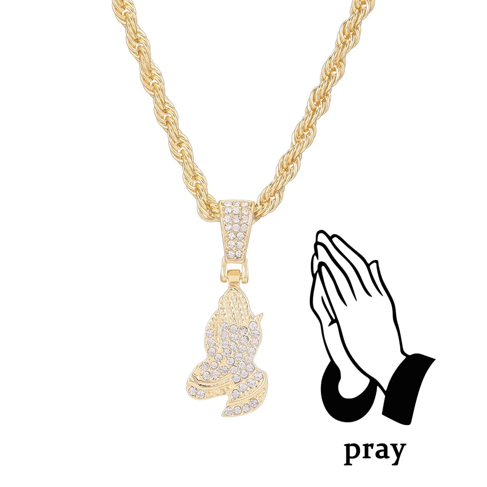 Men Women Hip Hop Cross Pendant Necklace with Zircon Tennis Chain - Trendy Bling Jewelry