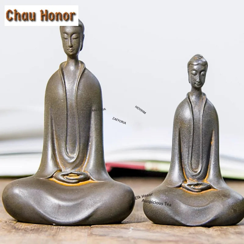 Buddha Figure for Home Decor - Handmade Resin Tea Pet Statue, Zen Sculpture