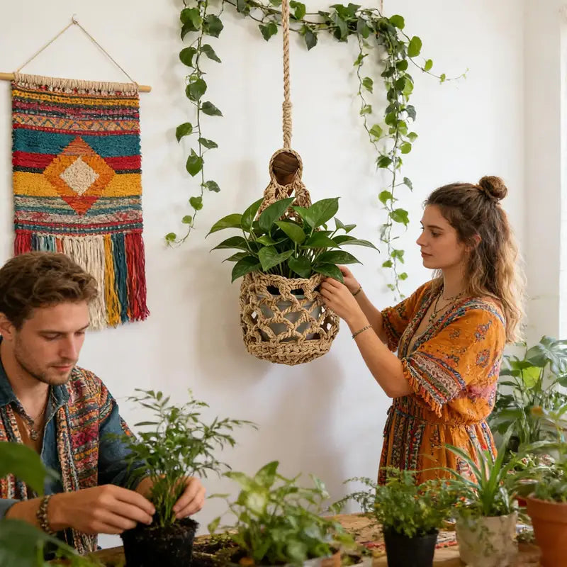 Handwoven Pineapple Shape Macrame Plant Hanger for Indoor and Outdoor Decor