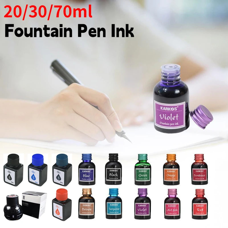 Colorful Fountain Pen Ink Refill - 20/30/70ml for Calligraphy & Writing