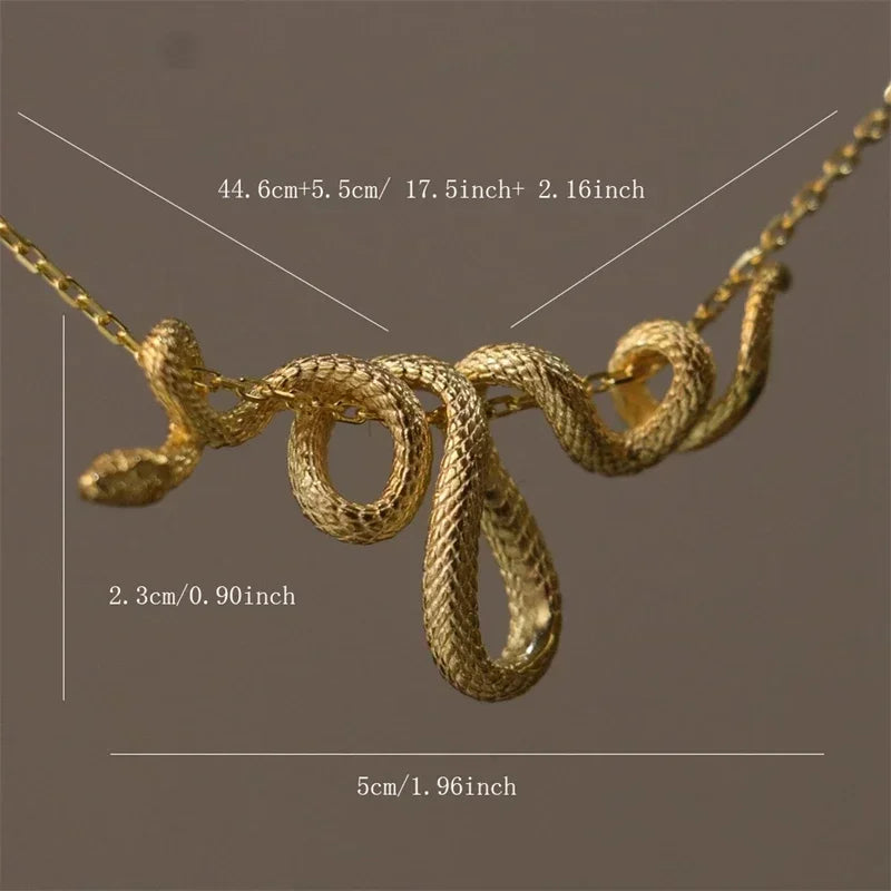 Snake Pendant Necklace for Men and Women - Winding Silver & Gold Statement Jewelry