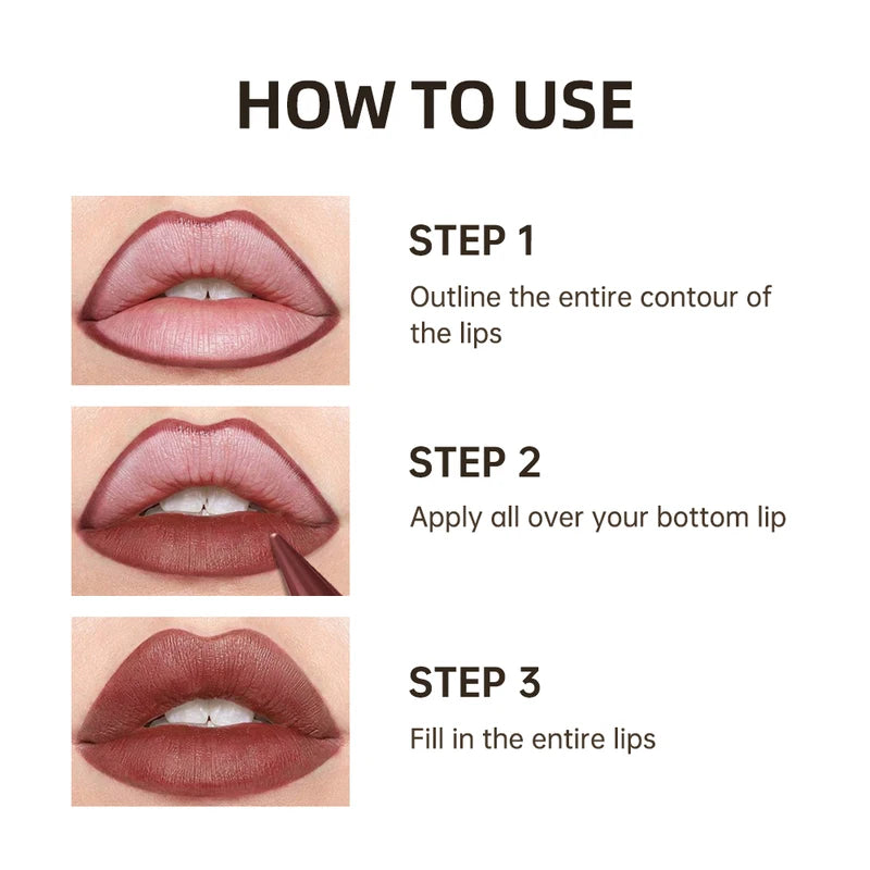 Gradient Lip Crayon Matte Waterproof Lip Liner & Lipstick Set - Long Lasting