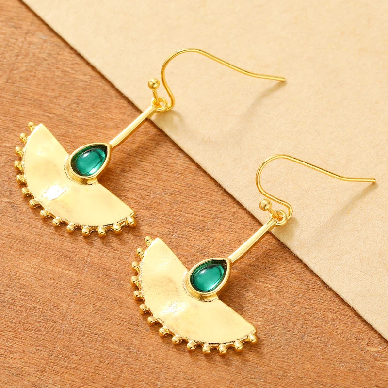 Bohemian Retro Water Drop Gem Dangle Earrings for Vacation & Party