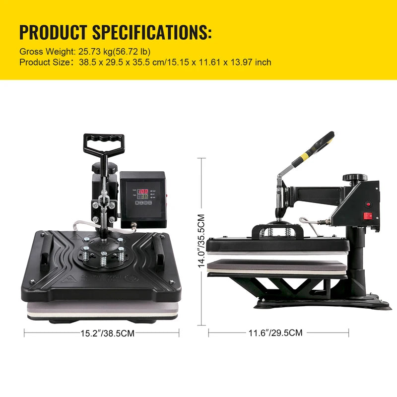 Multifunction Heat Press Machine 5 in 1 30x38cm for T-Shirts, Mug, Hat, Plate Transfer