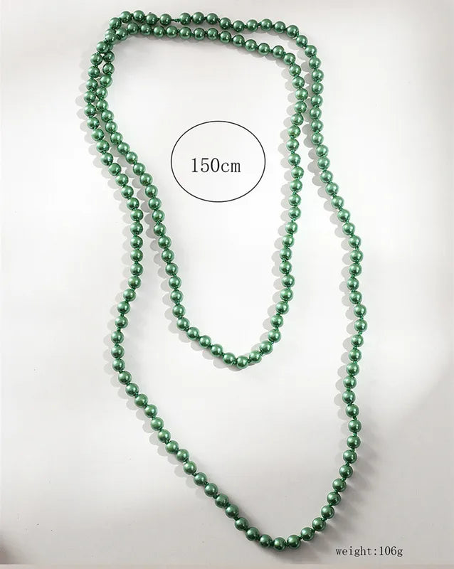 Long Pearl Necklace for Women Handmade Beaded Chain Jewelry Accessories